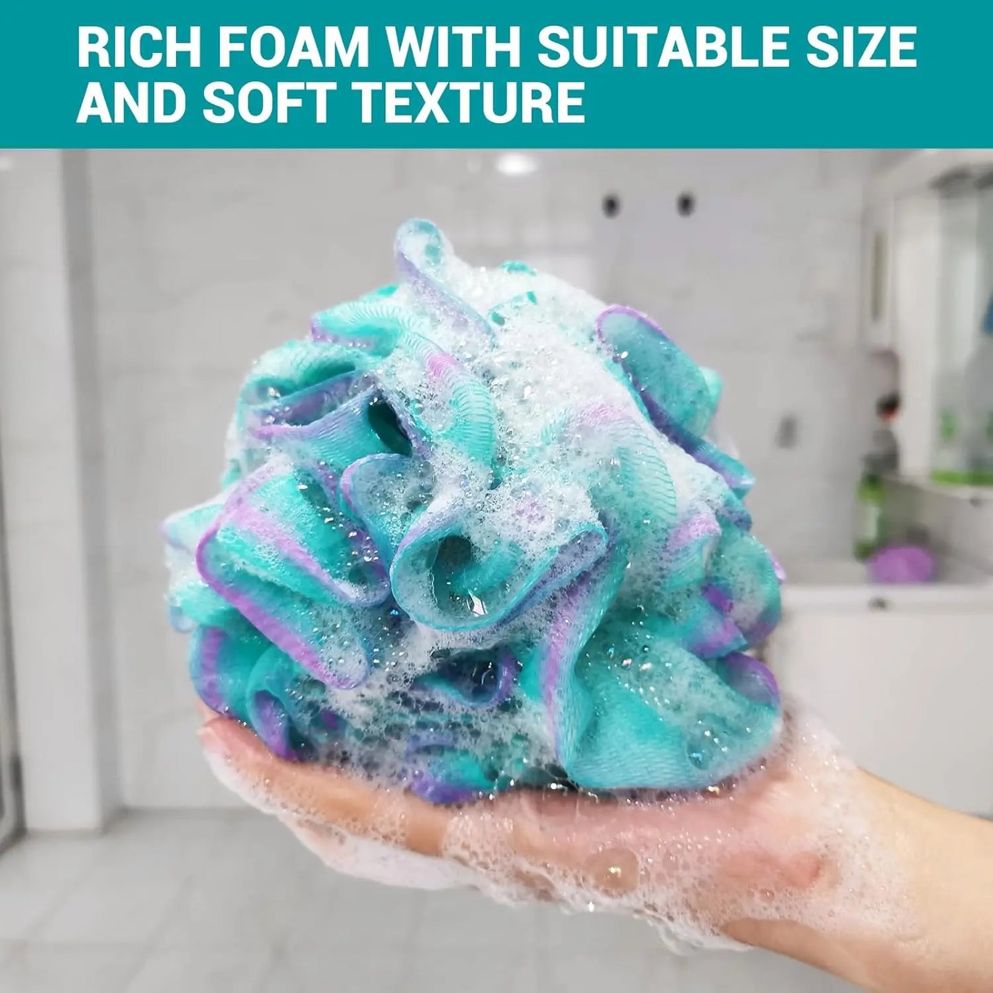 4-Pack Large 75g Loofah Bath Sponges – Exfoliating Body Scrubber