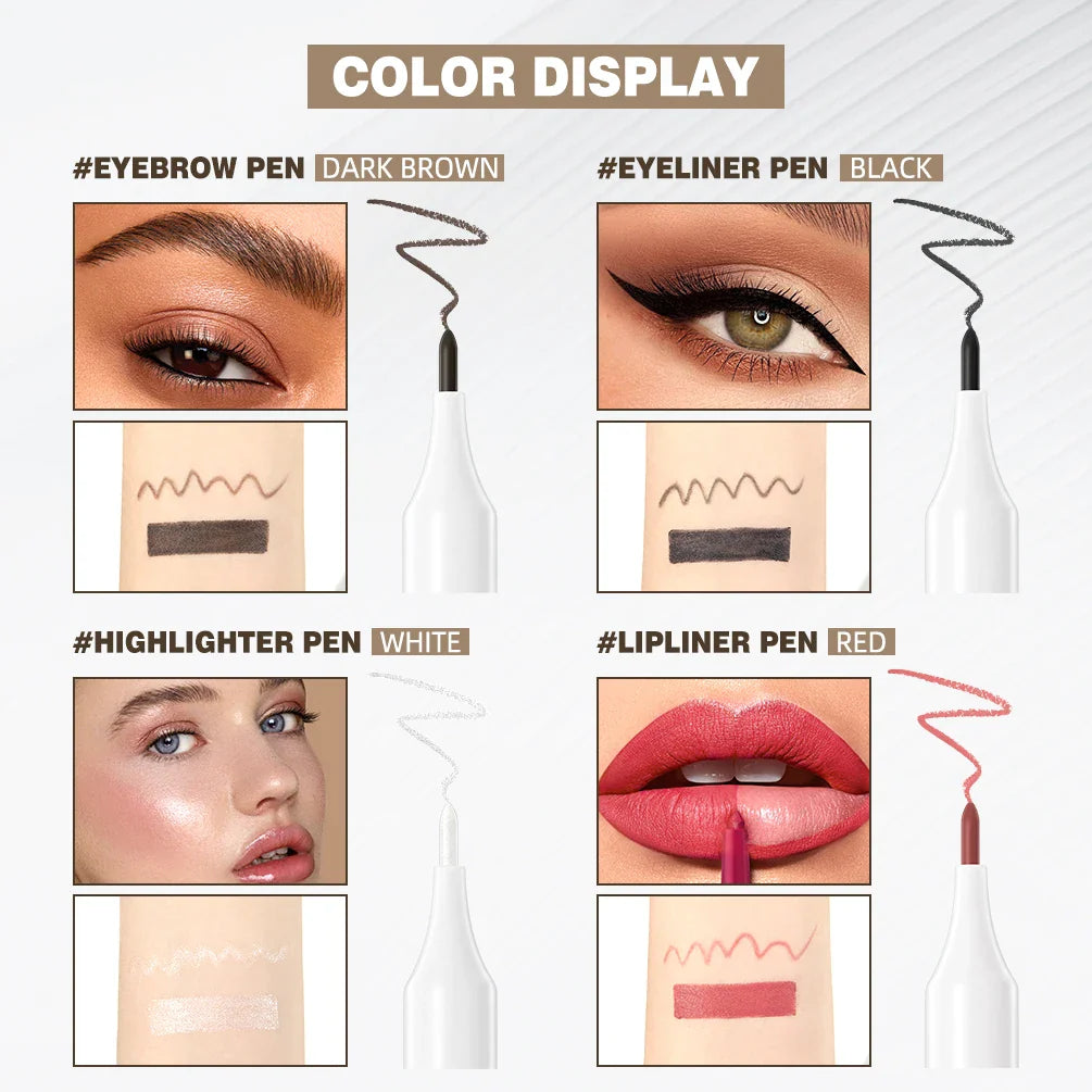 QiBest 4-in-1 Makeup Pen – Eyeliner, Brow, Lip & Highlighter