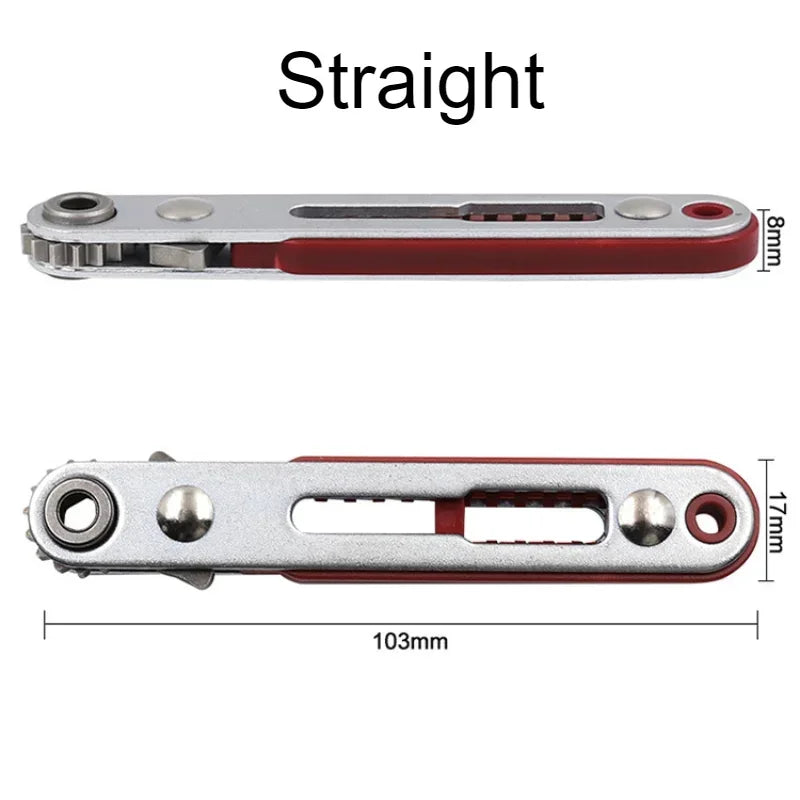 Mini Multi-function Two-way Ratchet Flat Head Elbow Flat Screwdriver Ratchet Wrench Cross-shaped Hexagonal Screwdriver Head Tool Peaceful Pleasures Health and Wellness