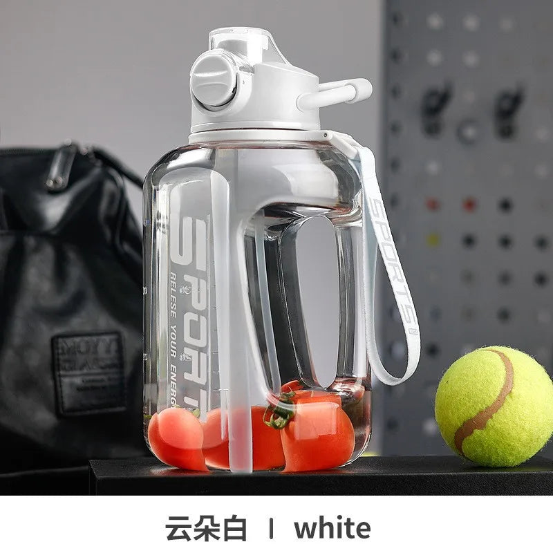 Extra Large 1700ml Sports Straw Water Bottle – BPA-Free Sports Water Bottle Peaceful Pleasures Health and Wellness WHITE