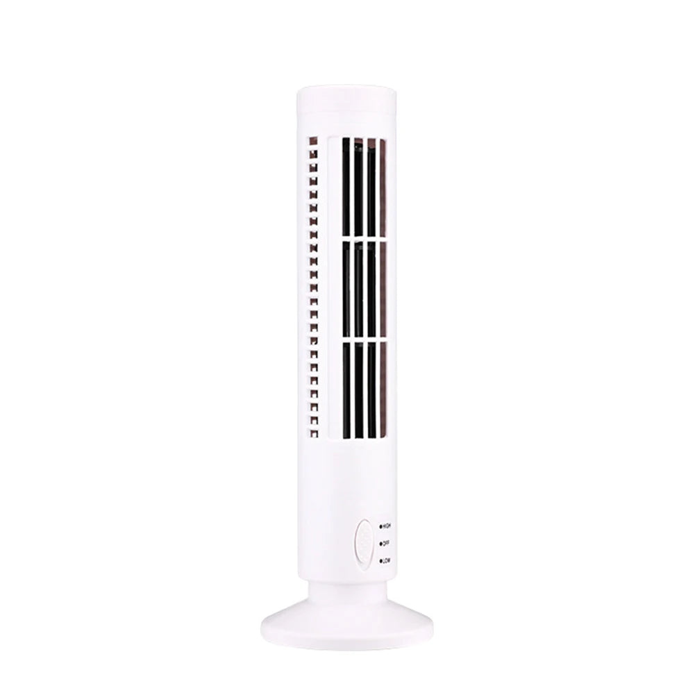 USB Bladeless LED Tower Fan – 2-Speed Portable Floor Fan Peaceful Pleasures Health and Wellness White with Light United States