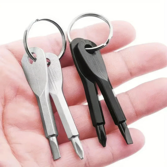 Keychain Screwdrivers Black Silver Durable Steel Portable Screwdriver Peaceful Pleasures Health and Wellness