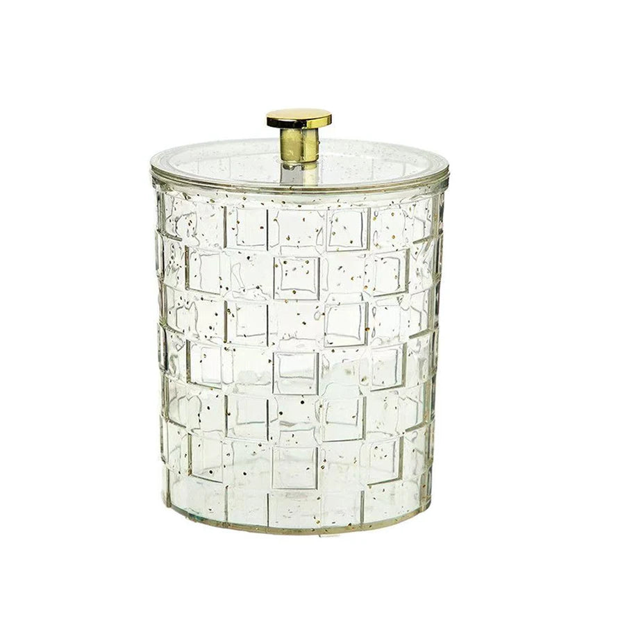 Q-Tip Holder & Vanity Tray Set – Clear Apothecary Jar Cotton Swab & Ball Dispenser