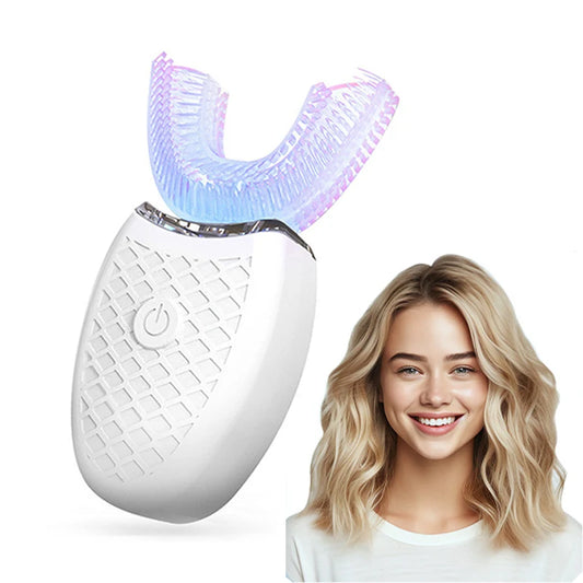 Electric Toothbrush Adults U Shaped Toothbrushes for Teeth Whitening 360° Mouth Cleansing Hands Free Gums Protection Waterproof Peaceful Pleasures Health and Wellness