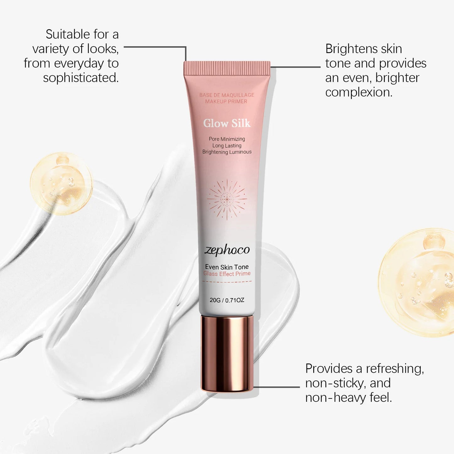 Glowing Pre Makeup Lotion Moisturizing Dry Skin Improve Dullness Brightening Smoothing Lightweight Facial Softening Primer 20g Peaceful Pleasures Health and Wellness