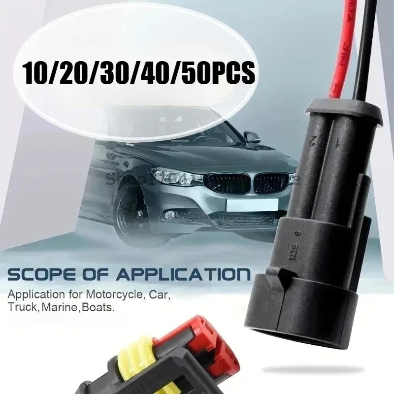 Waterproof 2-Pin Wire Connectors – 20 AWG Automotive Kit