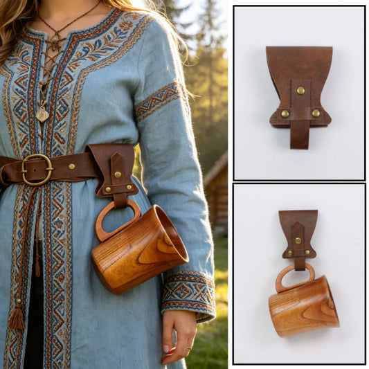 Medieval Viking Dress Up PU Leather Simple Retro Hiking Cup Holder Peaceful Pleasures Health and Wellness