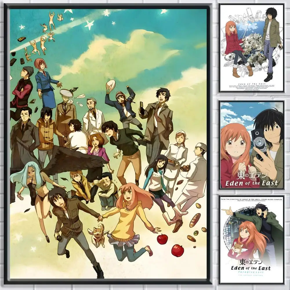 Anime E-Eden of the East Poster HD Self Adhesive Waterproof Wall Art Ideal for Home Office Dorm Bedroom Great Gift Peaceful Pleasures Health and Wellness
