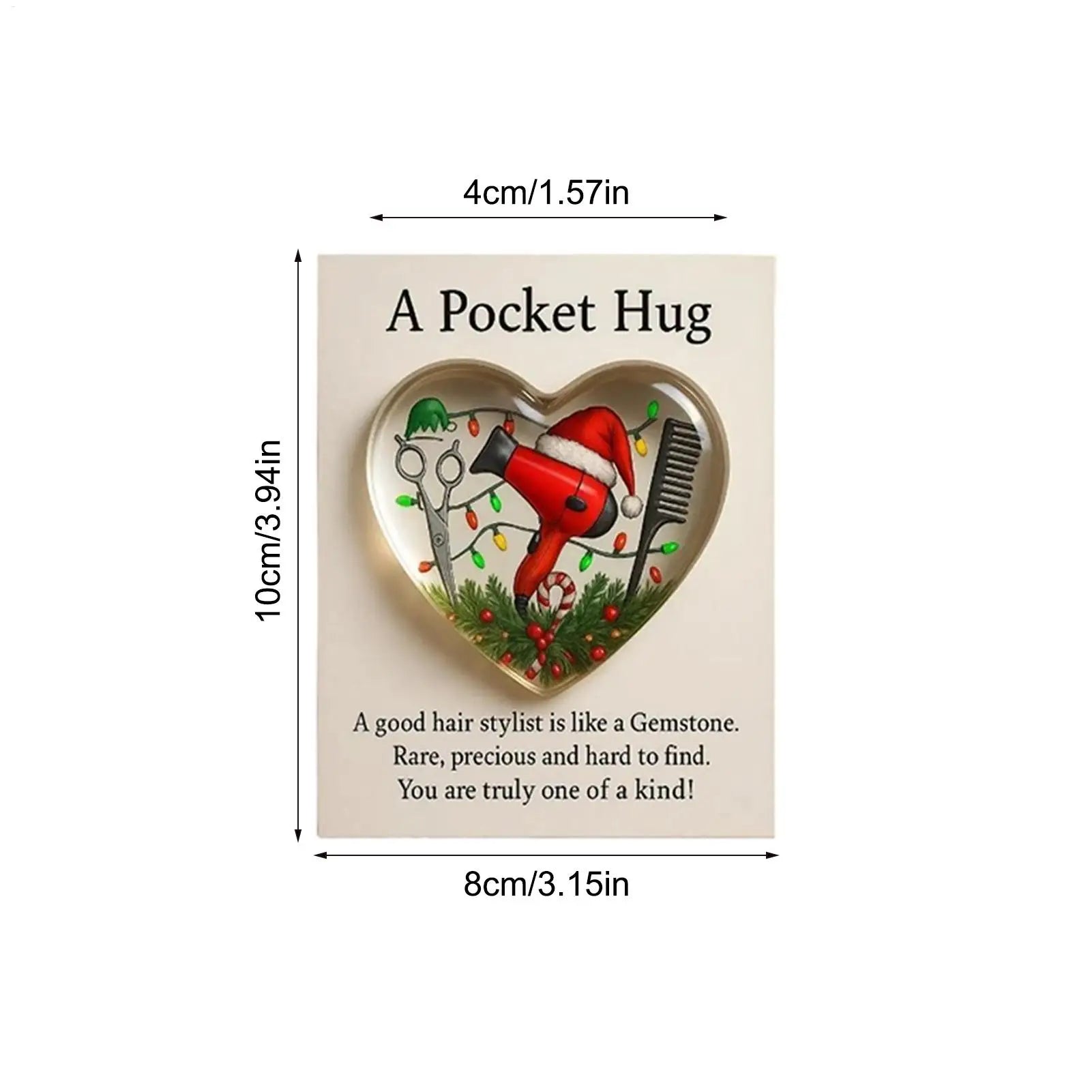 Heart Hug Pocket 2D Acrylic Hairdresser Souvenir Clear Inspirational Card Pocket For Men Barber Hair Stylist Graduation Birthday Peaceful Pleasures Health and Wellness