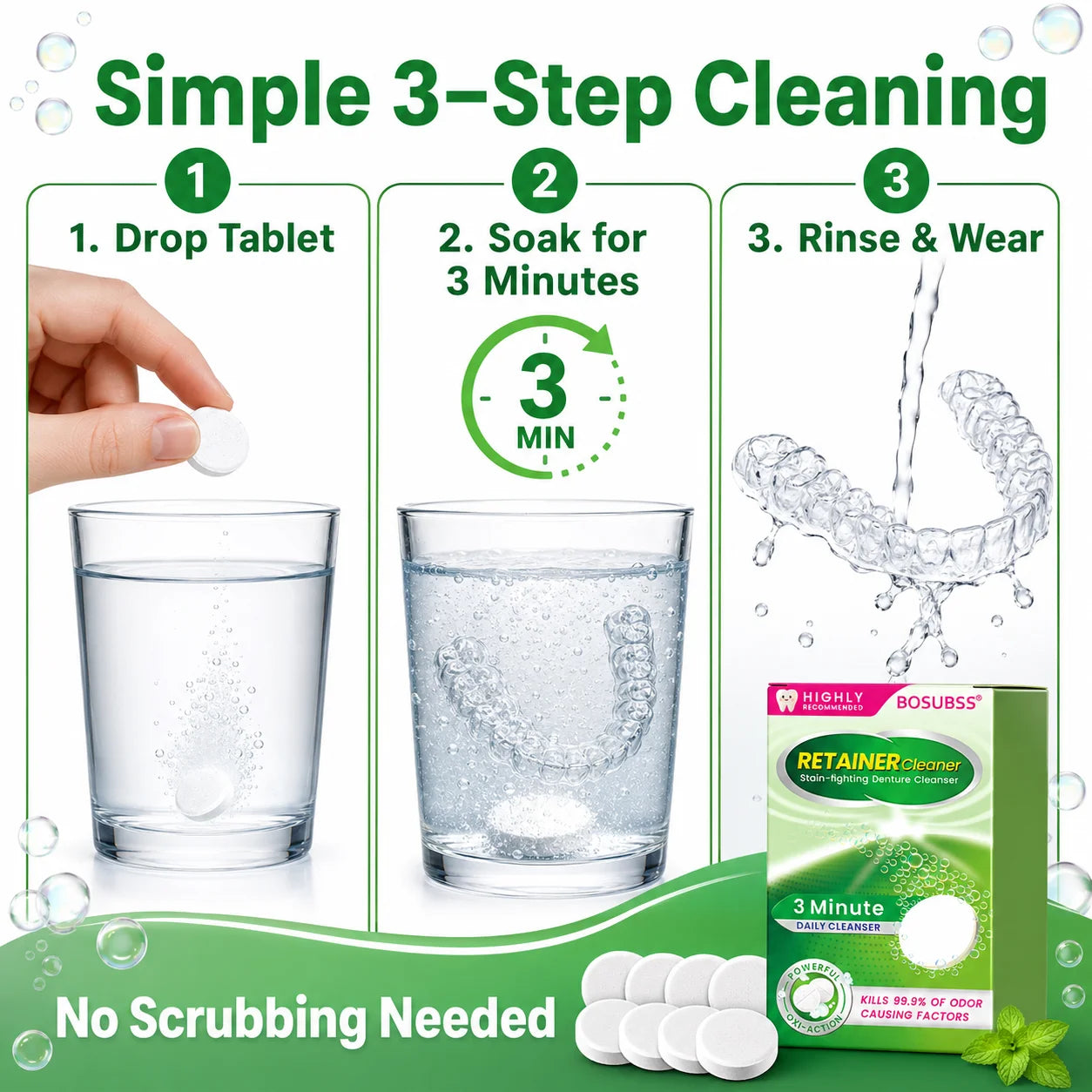 Denture Cleaning Tablets for Retainers, Guards & Braces