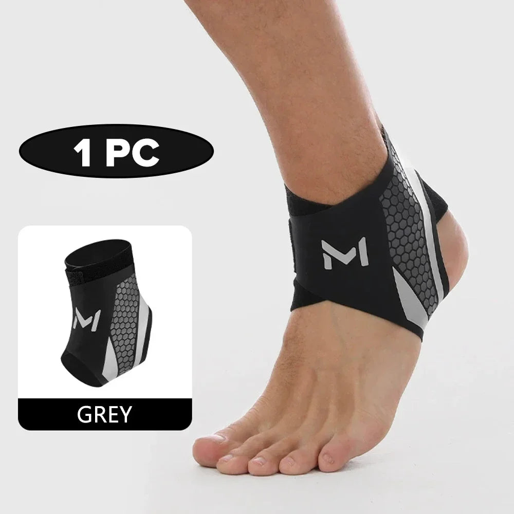 New Professional Adjustable Compression Ankle Brace Support for Basketball Running Volleyball Athletes Breathable Elastic Design Peaceful Pleasures Health and Wellness BlackGrey-1PC