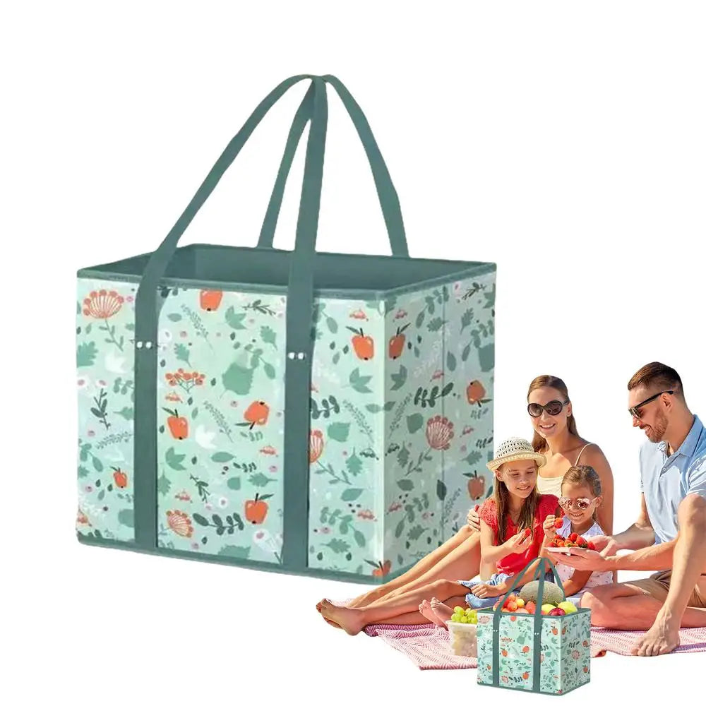 Reusable Shopping Bags Foldable Grocery Bag with Handle for Clothes Heavy Duty Storage Pouch with Box Shape Peaceful Pleasures Health and Wellness B CN