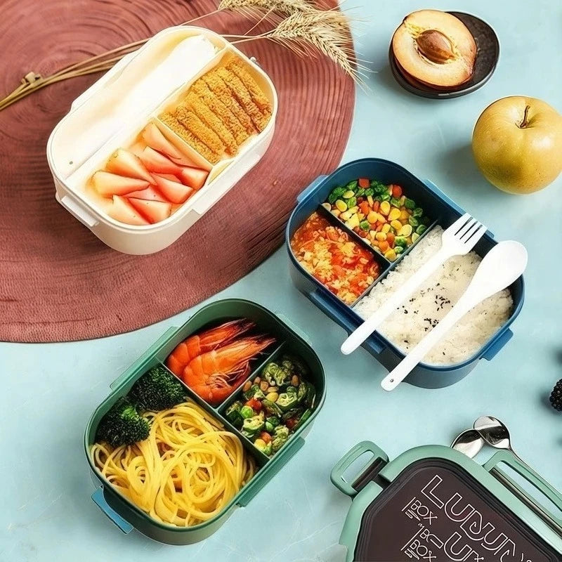 Double Layered Fruit Lunch Box Divided Into Compartments Microwave Oven Specifically Designed Office Workers To Reduce Body Fat Peaceful Pleasures Health and Wellness