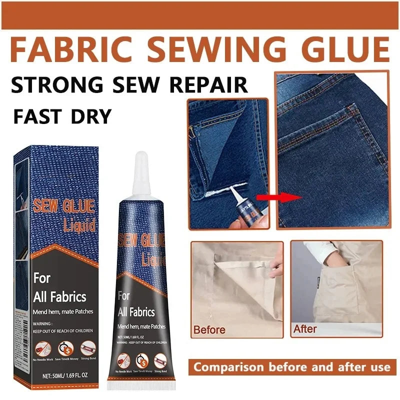 50ml Fabric Sewing Glue Kit – Fast-Drying Clothes & Leather Fix