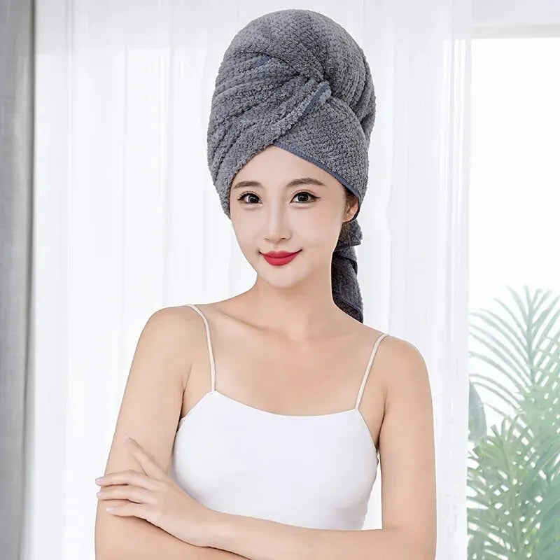 Extra Large Microfiber Hair Towel Wrap with Elastic Band