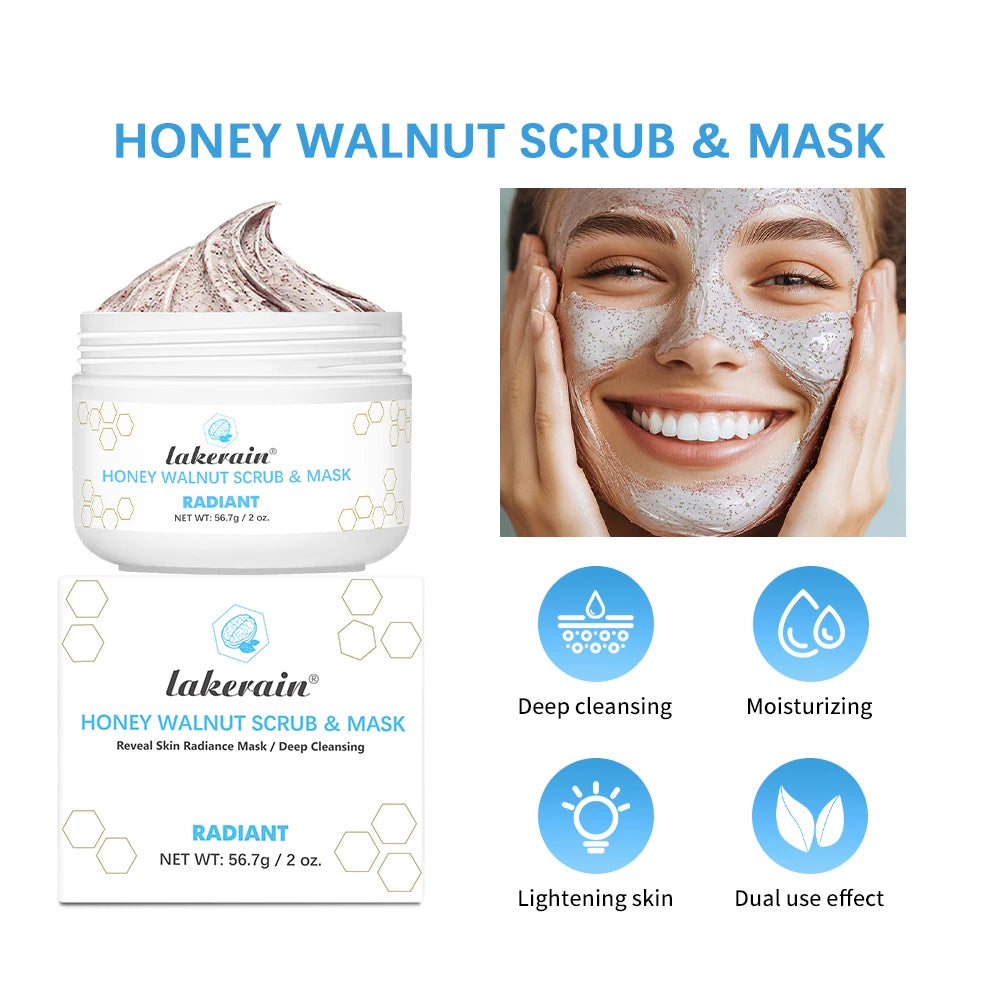 Facial Scrub & Face Exfoliator Mask Skin CareMoisturizing brightening Nourishing Cleansing Honey Walnut Facial Exfoliants Mask Peaceful Pleasures Health and Wellness