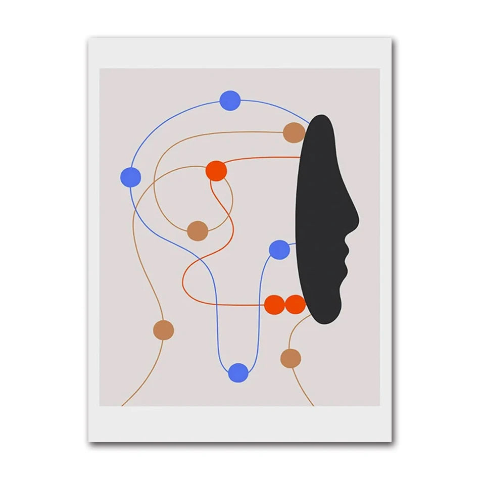 Vintage Abstract Retro Mind Maze Canvas Wall Art Print