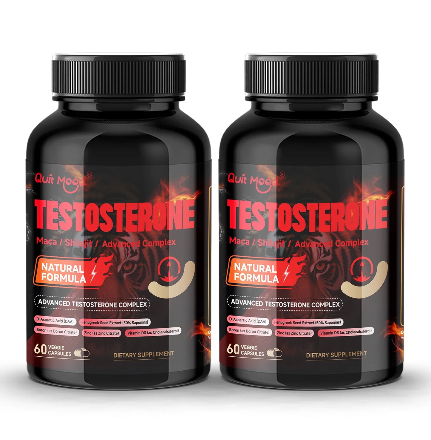 Quit mood Men's Testosterone Capsules | 100mg Maca & 50mg Shilajit & More | Hormone Balance & Stamina Enhancer – 60 Capsules Peaceful Pleasures Health and Wellness 2 Bottles-120 Caps United States