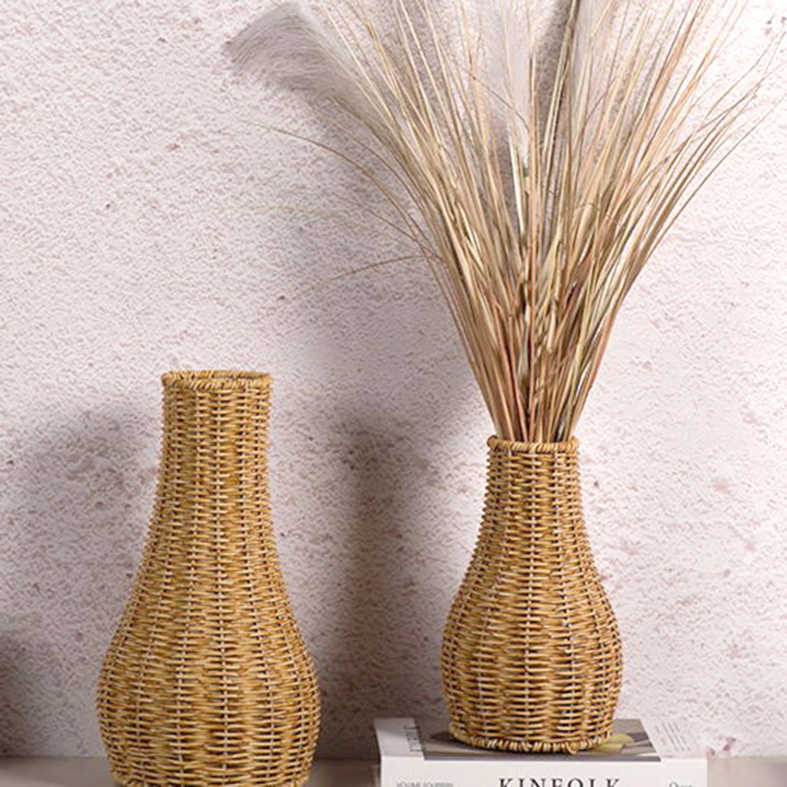 Imitation Rattan Weaving Vase Natural Looking Decorative Vase for Living Room & Wedding Arrangements Peaceful Pleasures Health and Wellness