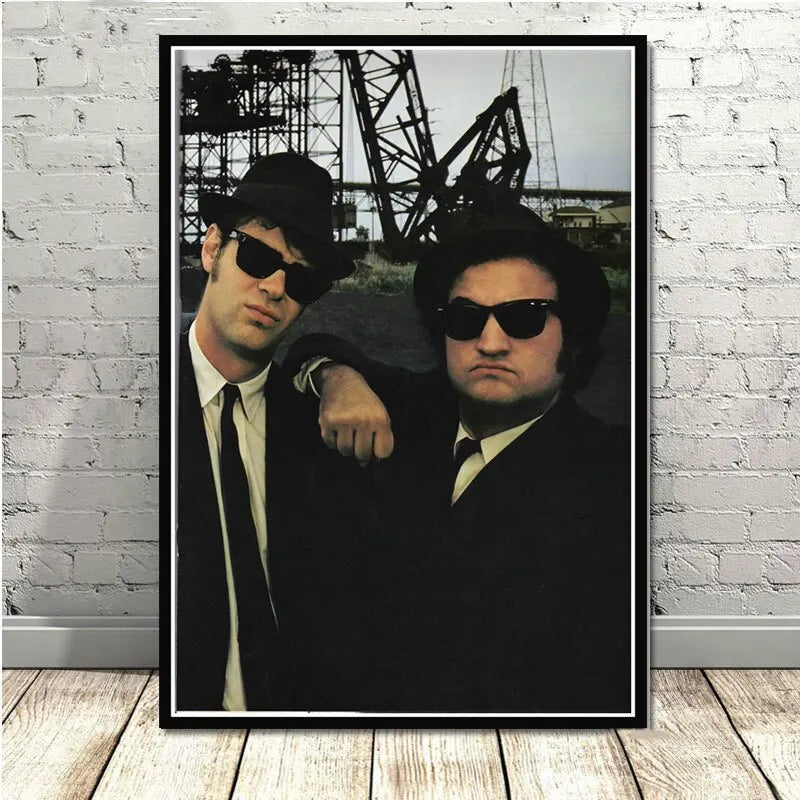 Vintage Blues Brothers Canvas Wall Art Classic Movie TV Show Poster Retro Print for Home Bedroom Living Room Decoration Peaceful Pleasures Health and Wellness 8 20x30cm Unframed