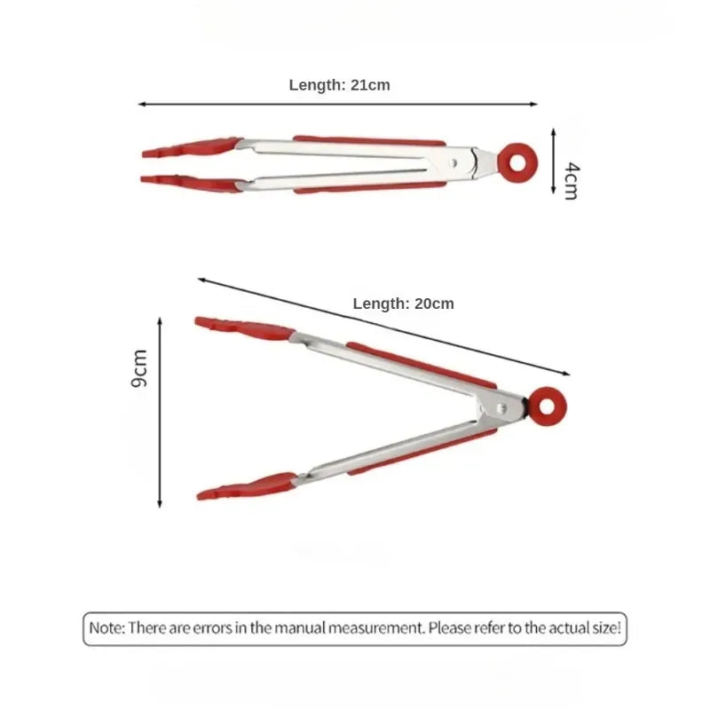 Christmas Silicone Food Tongs | Stainless Steel Kitchen Tongs Set