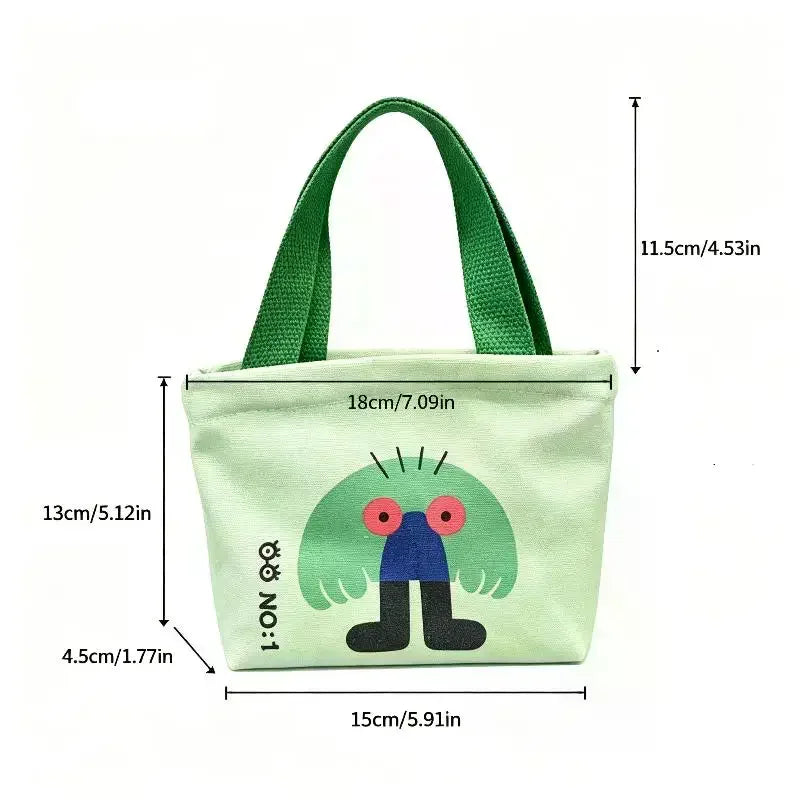 Korean Style Mini Canvas Handbag – Cute Cartoon Tote Bag