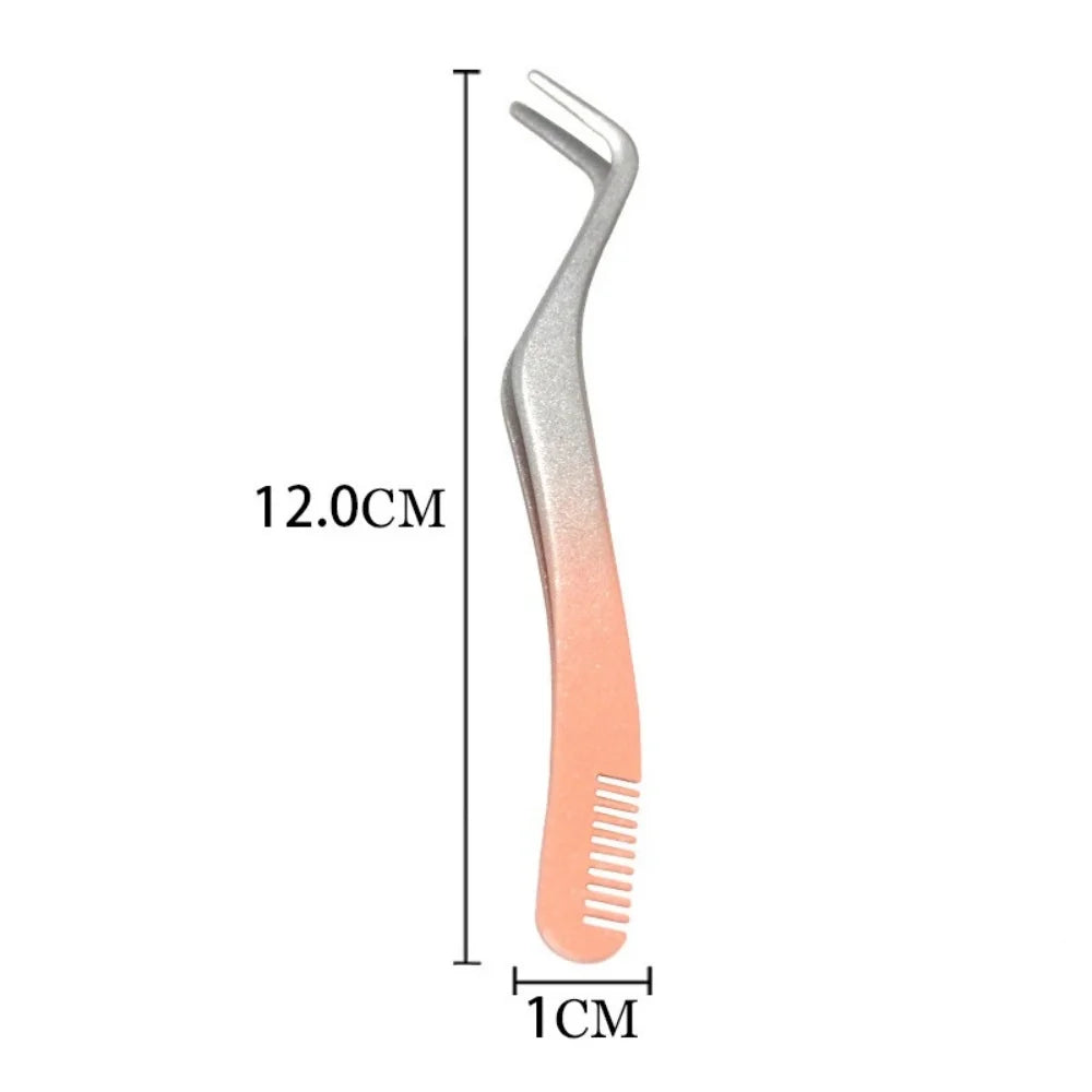 Stainless Steel Eyelash Tweezers with Comb | Lash Tool