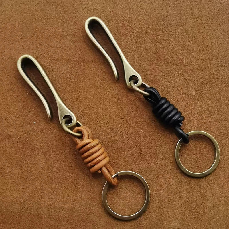 Vintage Cowhide Leather Keychain – U-Shape Belt Hook | Men's Gift