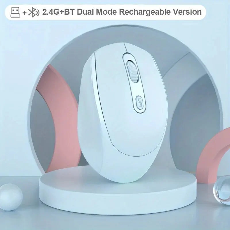 2.4G Rechargeable Dual Mode Wireless BT Mouse(Bluetooth 5.2+USB Receiver) Portable Silent Gaming Mouse,for Laptop/Desktop/Tablet Peaceful Pleasures Health and Wellness SB256-D-BE