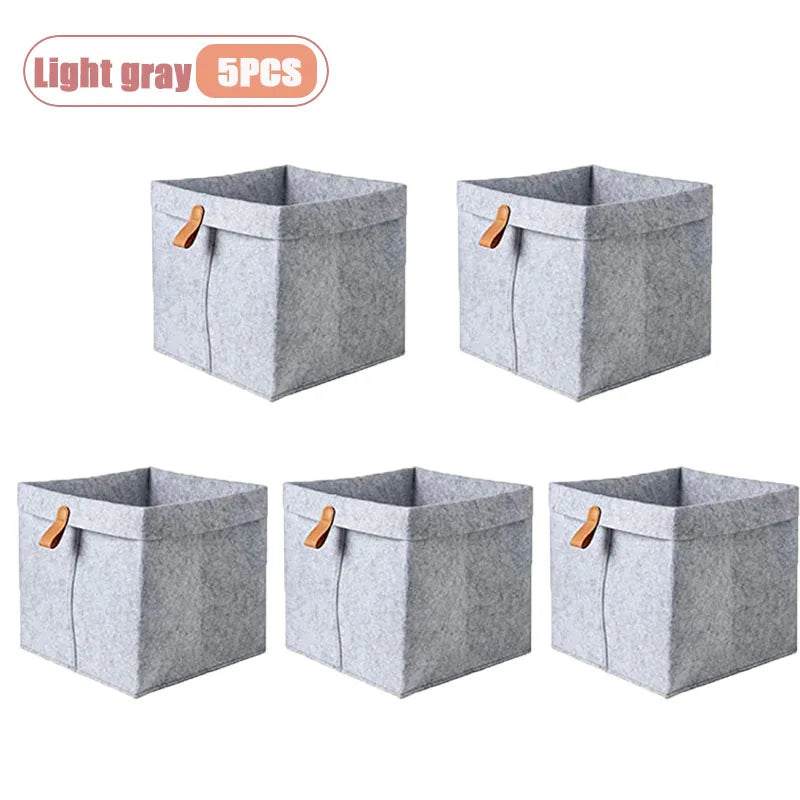 Foldable Felt Storage Basket – Desktop & Home Organizer 1–5 PCS