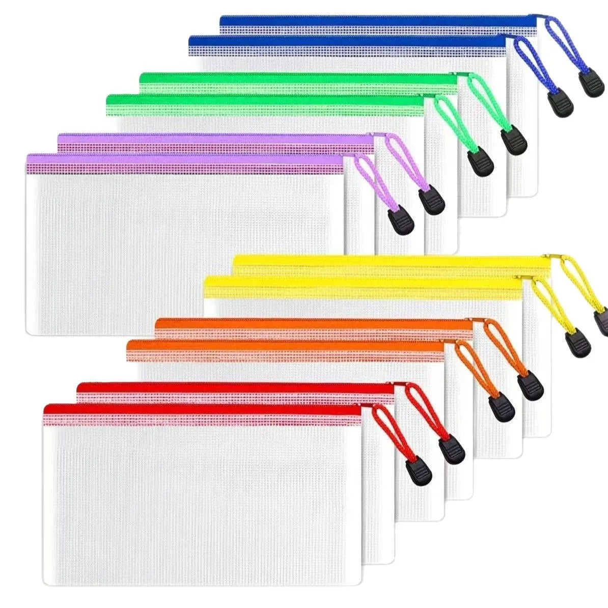 16-Piece Waterproof Mesh Zipper Bags – Travel & Office Organizers