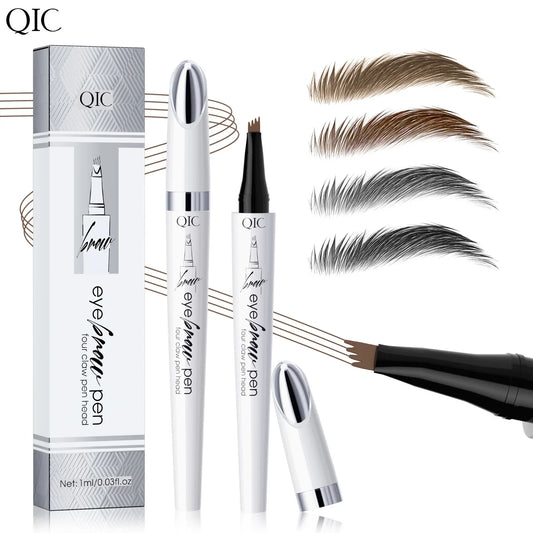 QIC Waterproof Microblading Eyebrow Pen – 4-Tip Natural Brow Look Eyebrow Makeup Pen Oasis Select