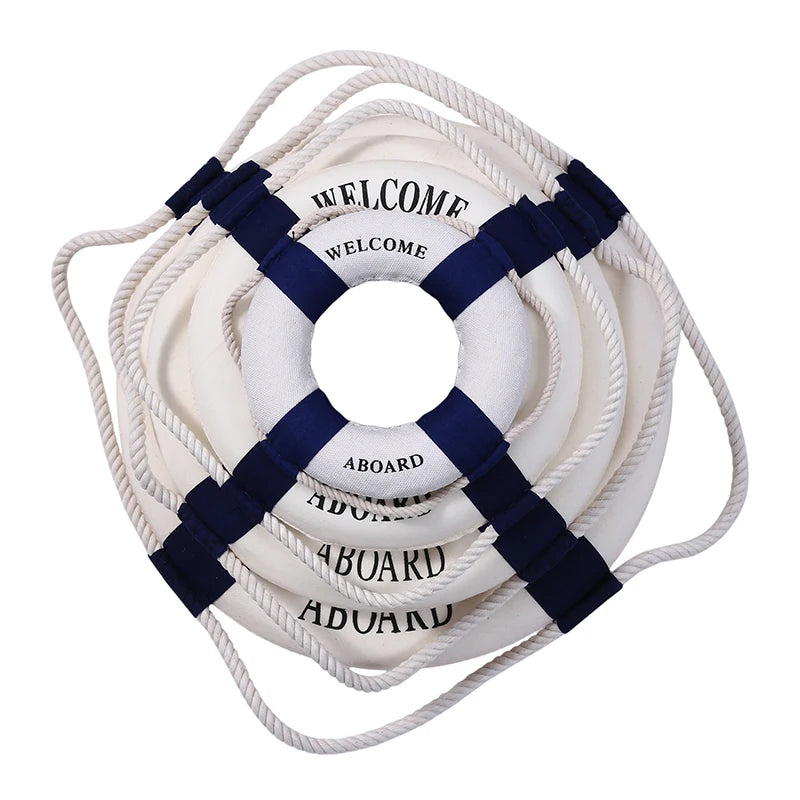 Mediterranean Style Hanging Lifebuoy Decoration Red Blue Creative Nautical Home Ornament for Living Room Wall Beach House Peaceful Pleasures Health and Wellness
