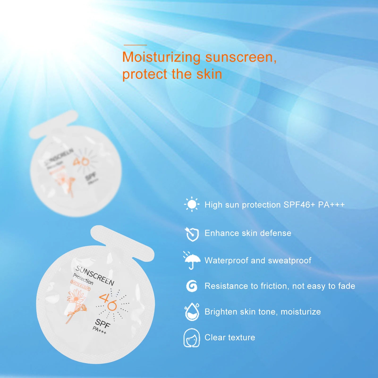 3ml Sunscreen Travel Moisturizing SPF46 Protection Peaceful Pleasures Health and Wellness