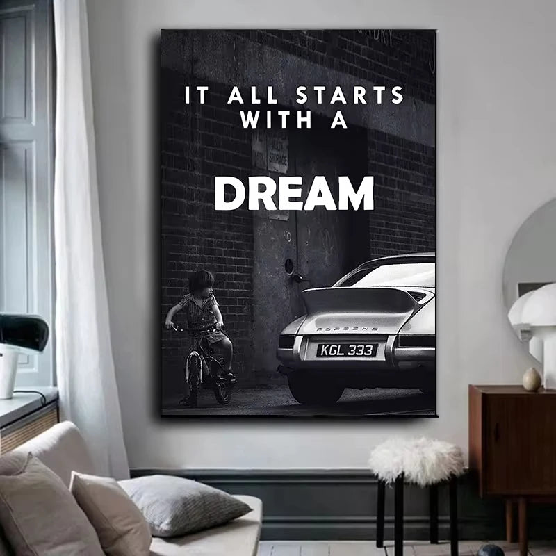 Poster Wall Art Decorative Paintings Canvas for Home Decor Black and White it All Starts with a Dream Room Decor Prints Cuadros Peaceful Pleasures Health and Wellness