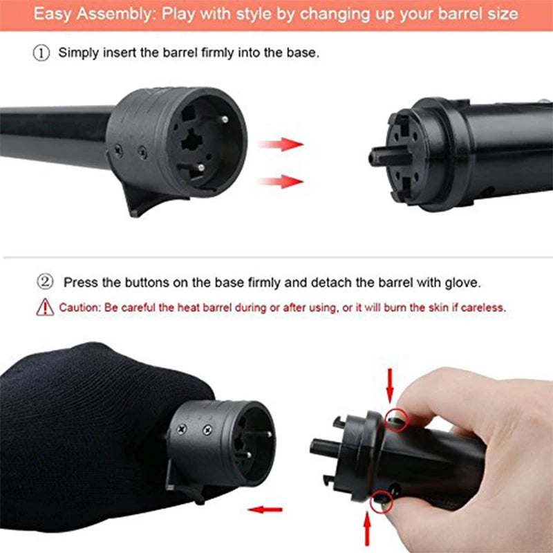 Curling Iron 3-In-1 Curly Hair Stick Set All-In-One Curly Hair Curler Interchangeable Ceramic Barrels Fast Heating Curler Peaceful Pleasures Health and Wellness