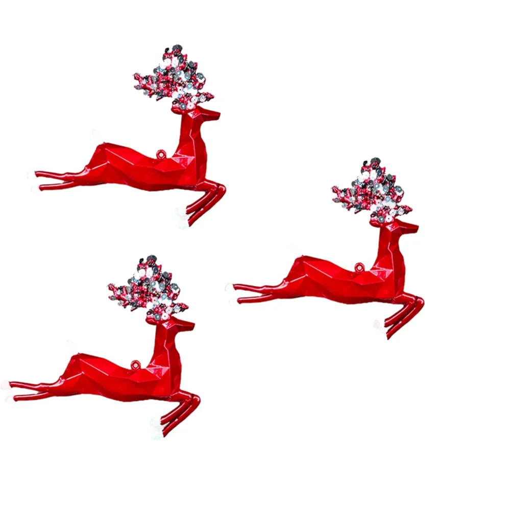 Christmas Elk Pendant Ornaments Set of 3 | Festive Tree Decor