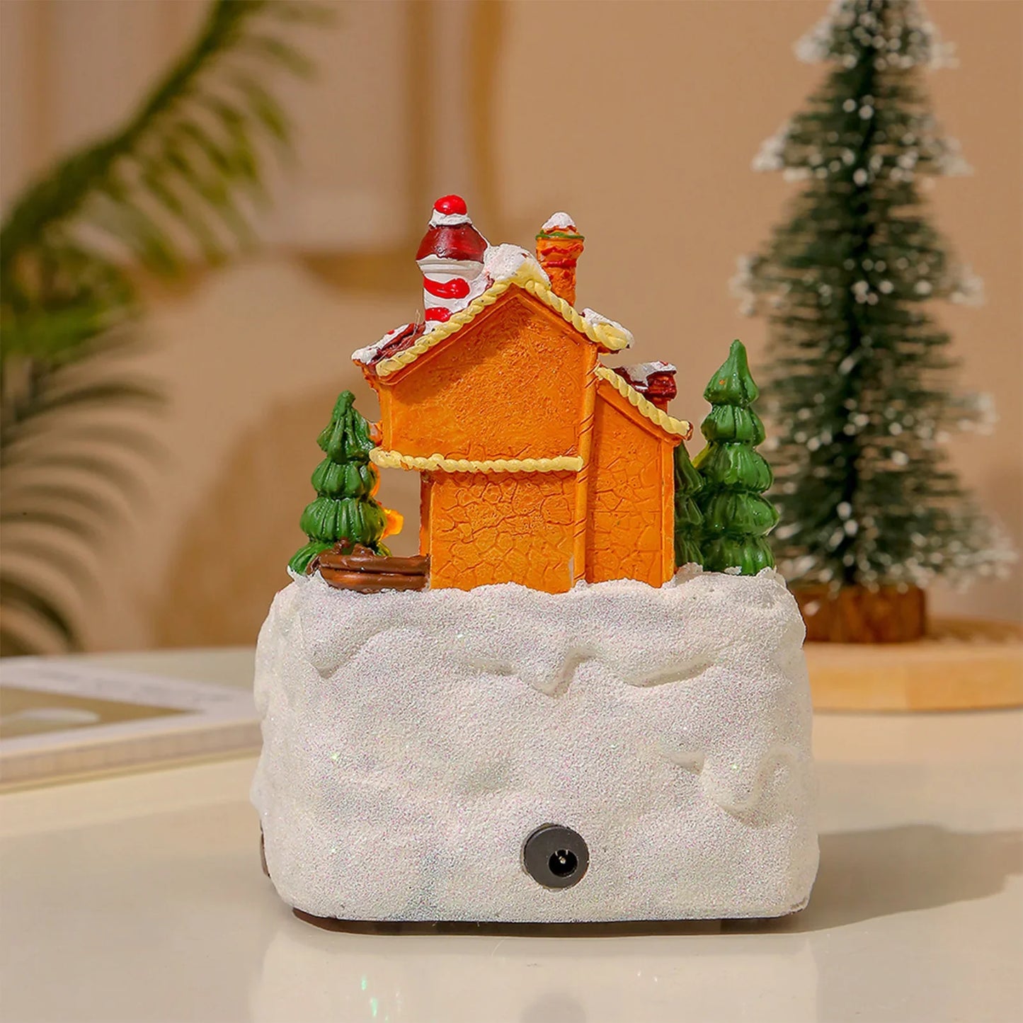 YL-2347 Glowing Music Snow House Christmas Creative Ornaments Train