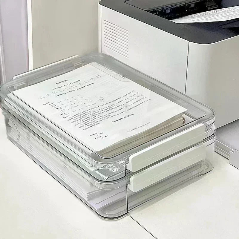 Stackable Transparent Desktop Document & Paper Organizer Box