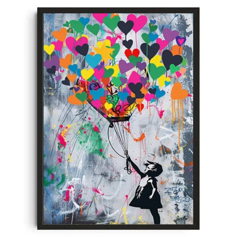 Graffiti Banksy Art Poster Banksy Image Series Printed Canvas Art Mural Used for Home Wall and Living Room Decoration, Framel Peaceful Pleasures Health and Wellness DD021-02 40x60cm
