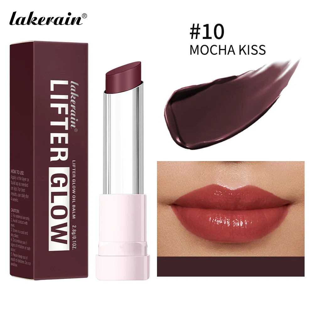 Lakerain Glow Lip Oil Balm Long Lasting Moisturizing Nourishing Daily Care Lip Balm Smooth-melt Softness Texture Natural Makeup Peaceful Pleasures Health and Wellness MOCHA KISS