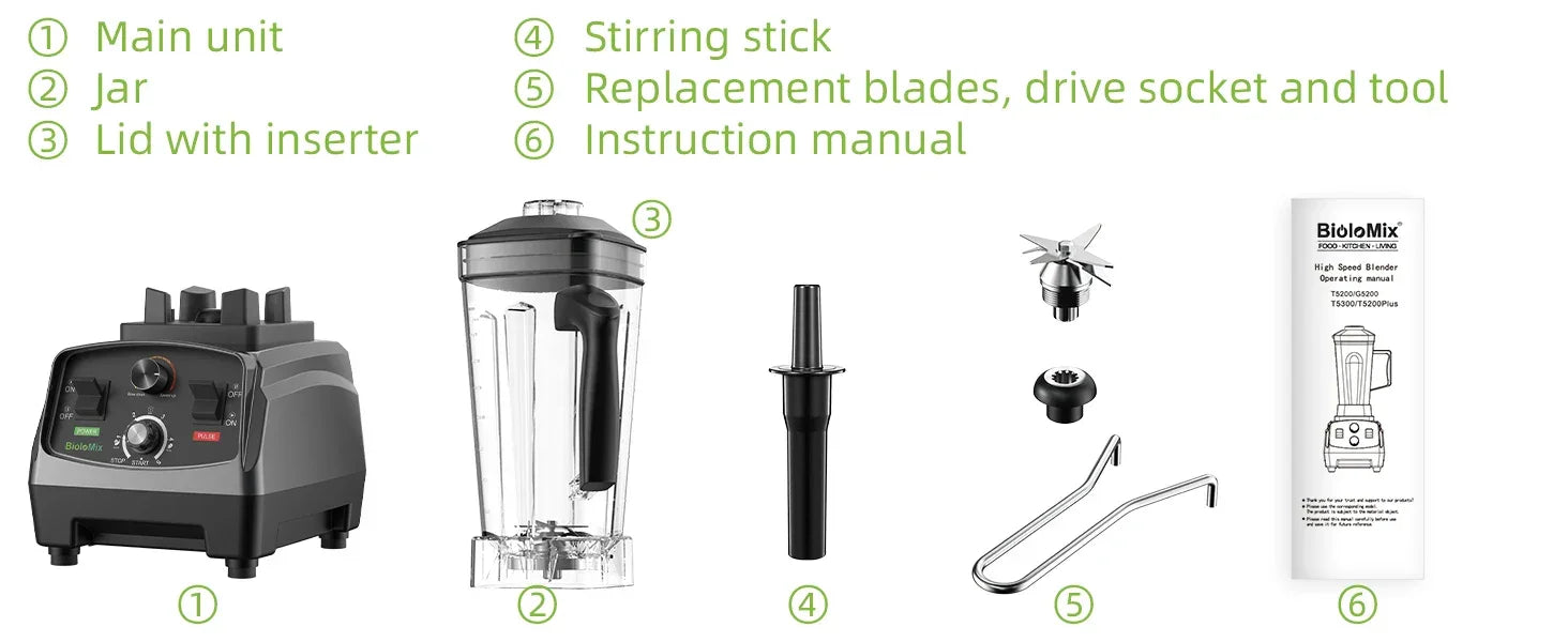 BioloMix 3HP 2200W Heavy Duty Blender | 2L BPA Free Jar Blenders Peaceful Pleasures Health and Wellness