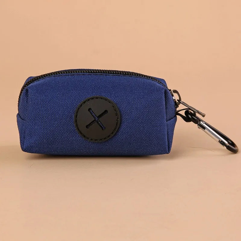 Canvas Dog Poop Bag Dispenser with Carabiner Clip Pet Waste Dispenser Peaceful Pleasures Health and Wellness Dark Blue