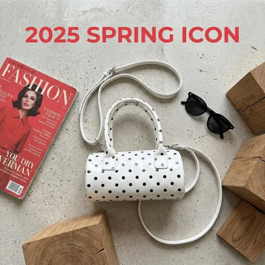 Korean Polka Dot Barrel Crossbody Bag – Mini Shoulder Purse Crossbody Shoulder Bag Oasis Select
