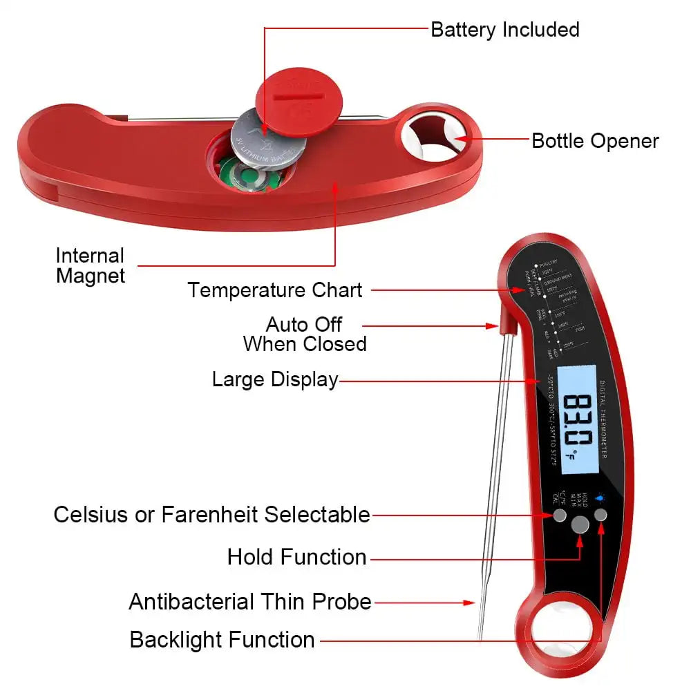 Digital Kitchen Food Digital Thermometer For Meat Water Milk Cooking Grilling Outdoor BBQ Waterproof Instant Read Peaceful Pleasures Health and Wellness