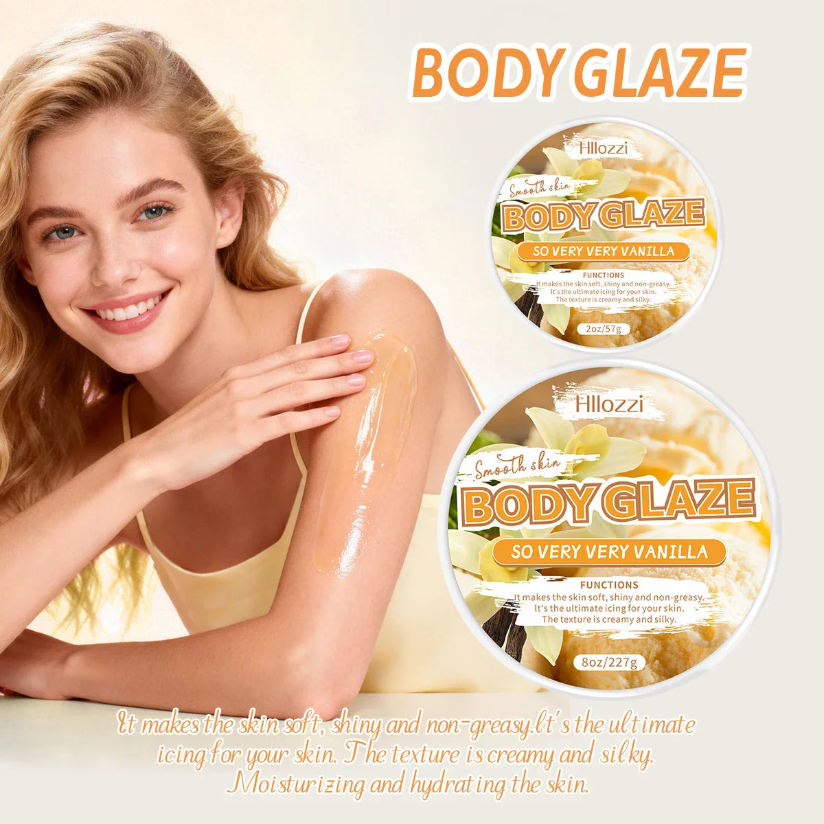 Vanilla Body Glaze Cream – Moisturize & Brighten Skin | 2oz & 8oz