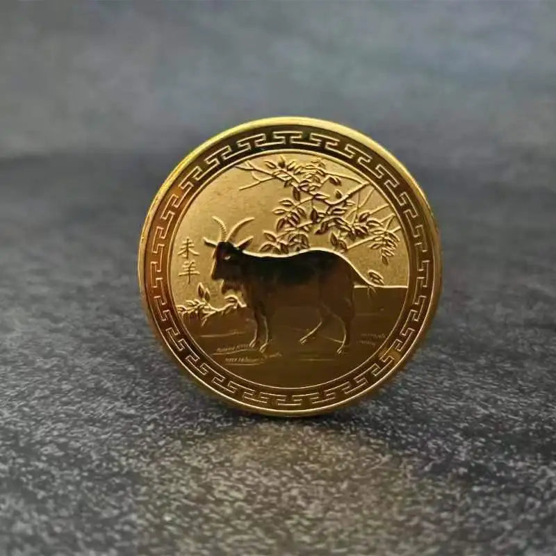 45mm Chinese Coins Lucky Animal Dragon Snake Horse Sheep Collectible Coins Metal Collection New Year Souvenir медали наградные Peaceful Pleasures Health and Wellness Sheep