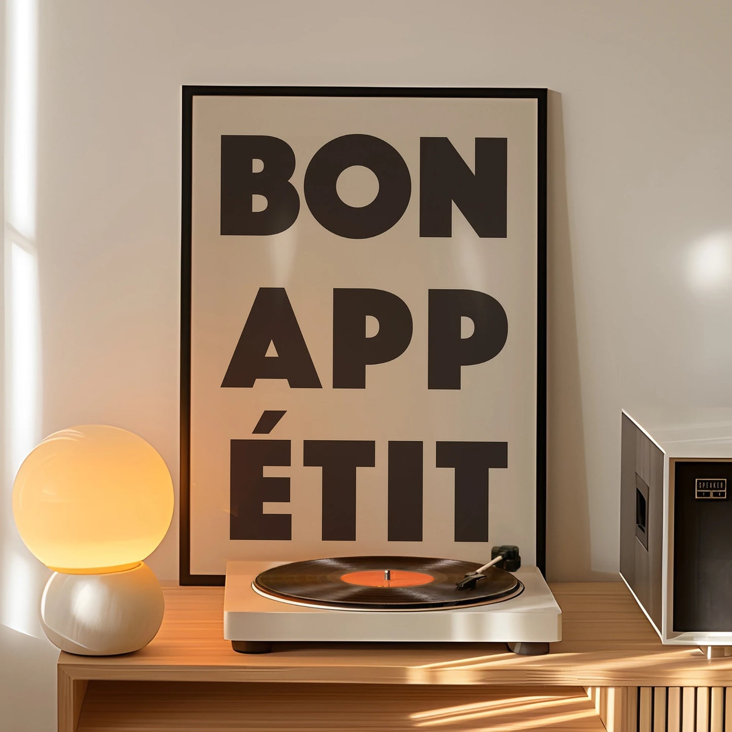 Bon Appétit Black Canvas Wall Art | Minimalist Kitchen Print