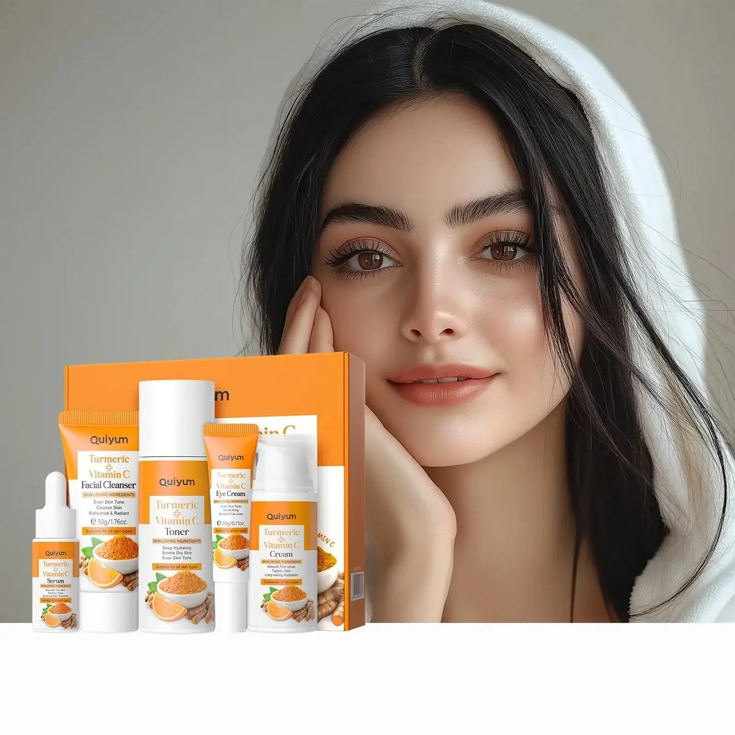 Vitamin C Turmeric 5-Piece Facial Skincare Set | Hydrate & Firm