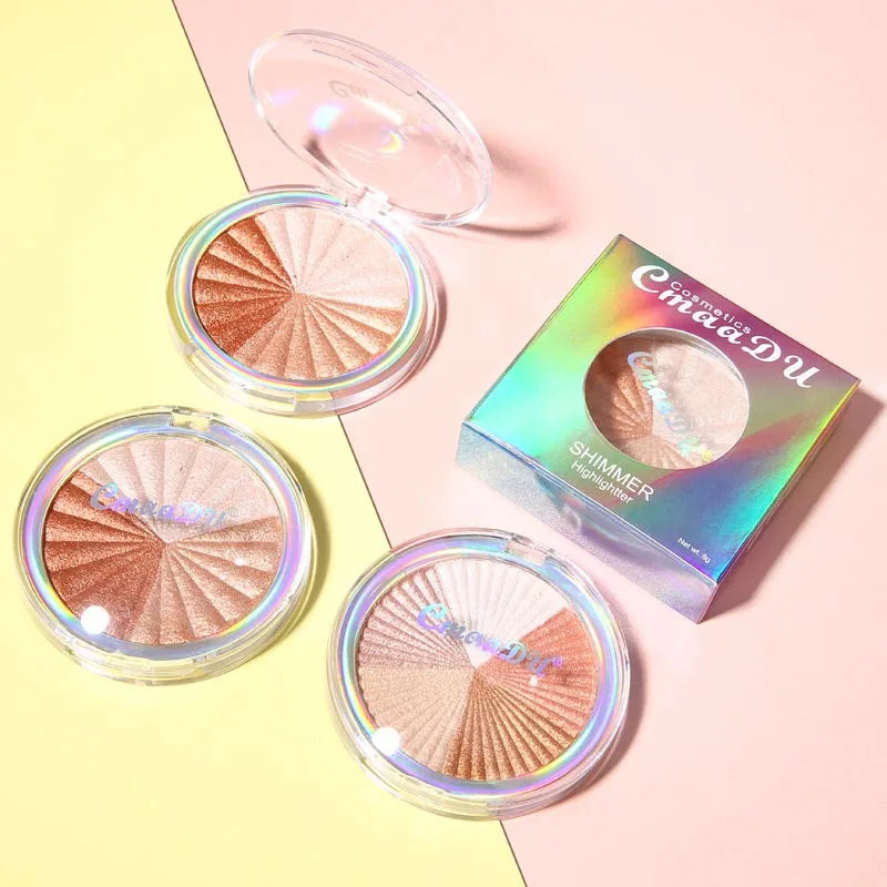 5-in-1 Highlighter Powder Palette - Long-Lasting, Easy-to-Apply, Shimmery Effect for Contouring and Brightening All Skin Tones w Peaceful Pleasures Health and Wellness